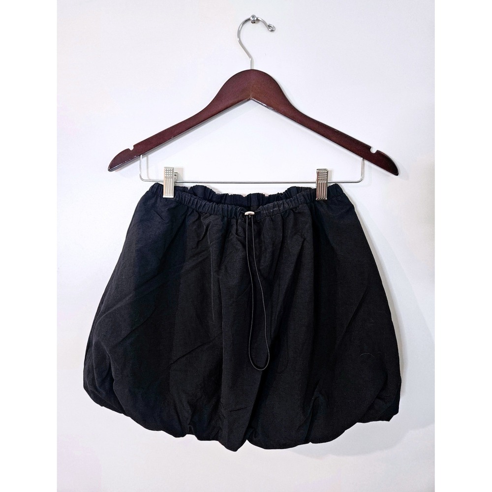 DAY + MOON Black Mini Bubble Skirt Drawstring Waist Gorpcore Techy Sz M